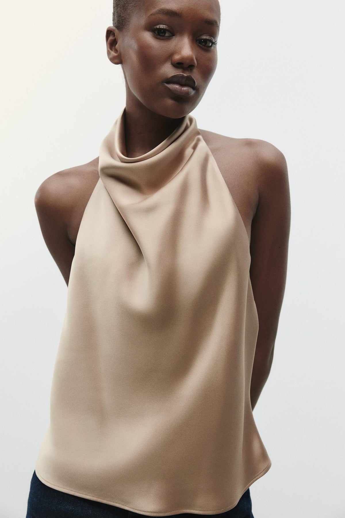 SATIN HALTER TOP