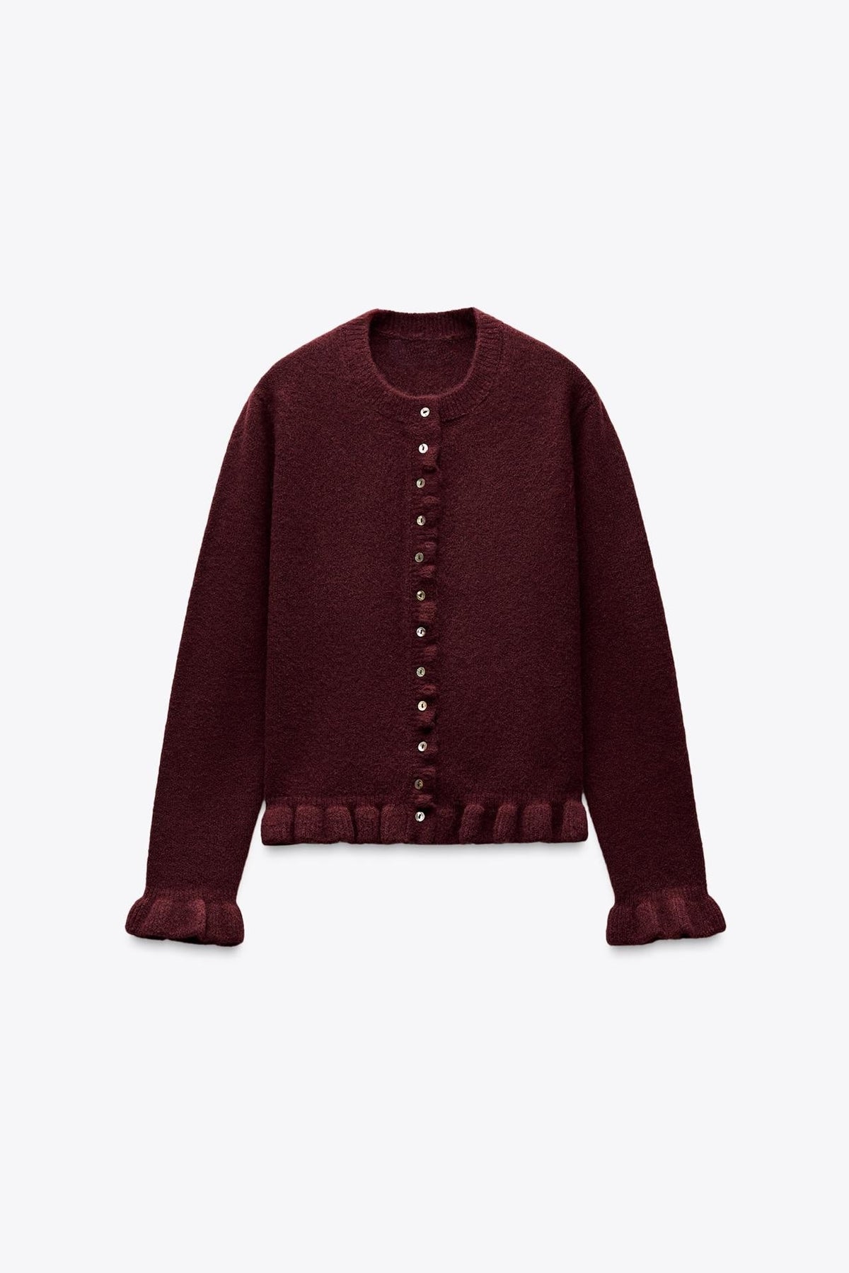 RUFFLED KNIT CARDIGAN