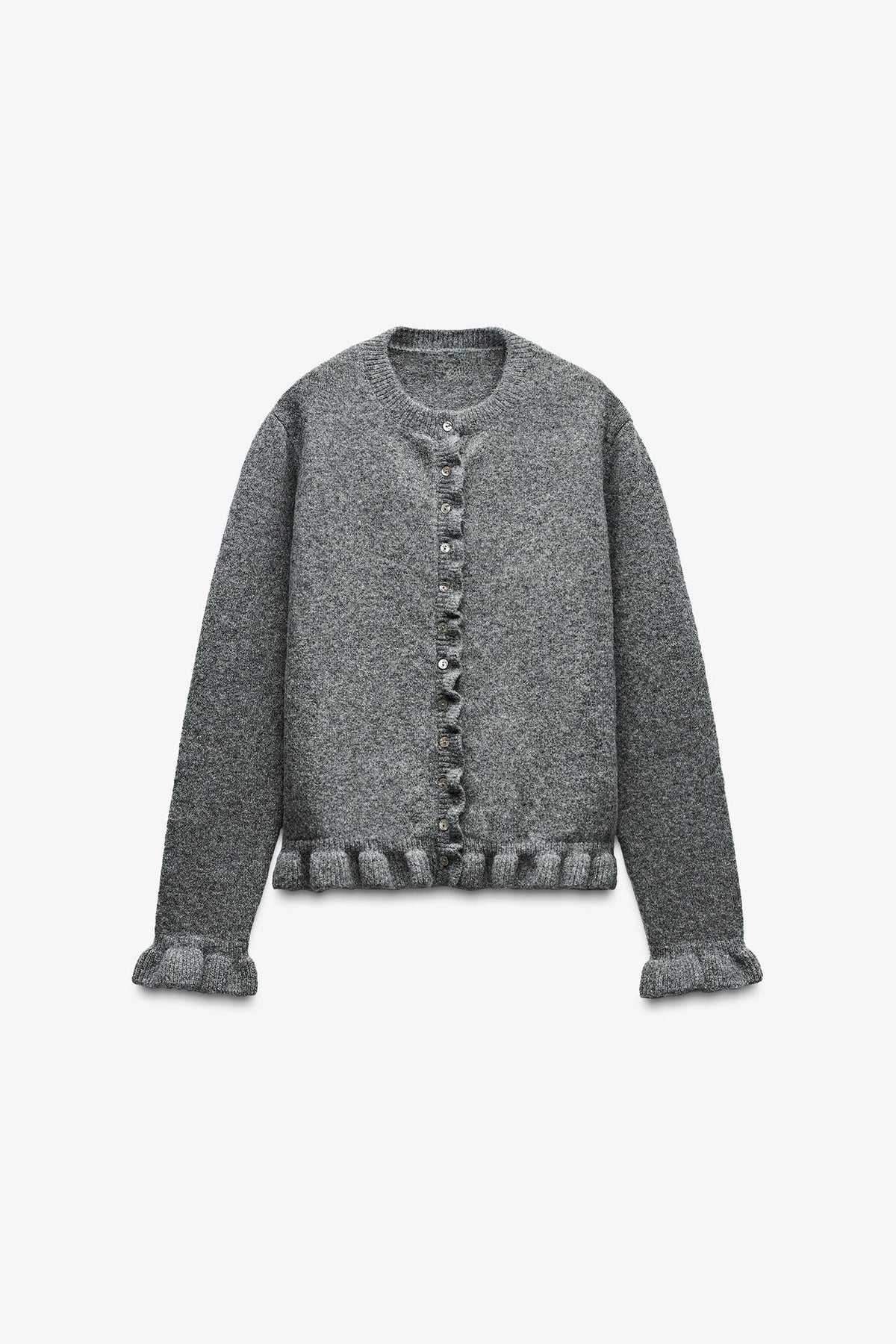 RUFFLED KNIT CARDIGAN