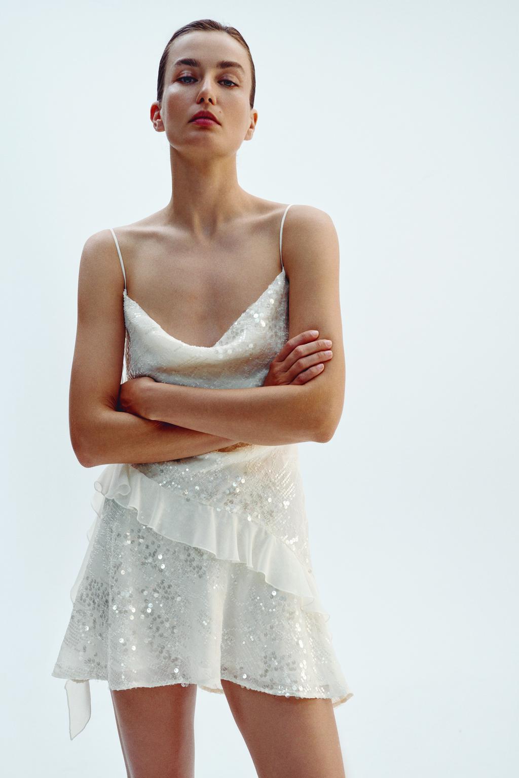 SEQUIN RUFFLE DRESS