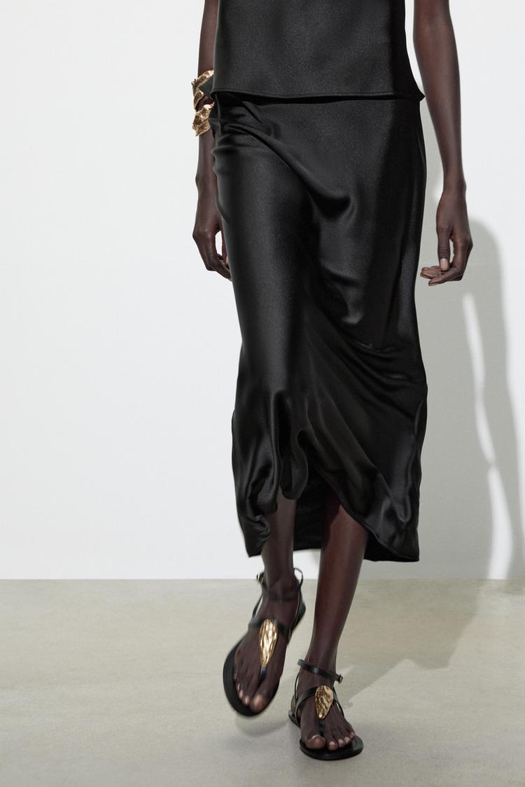 SATIN MIDI SKIRT