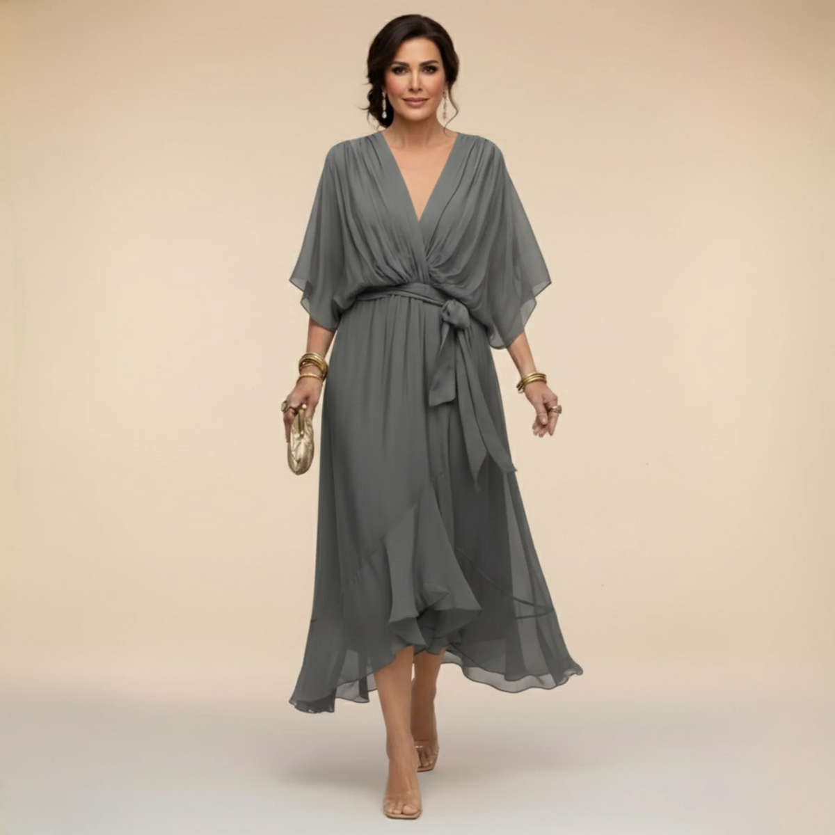 Monica - Chiffon V-Neck Dress