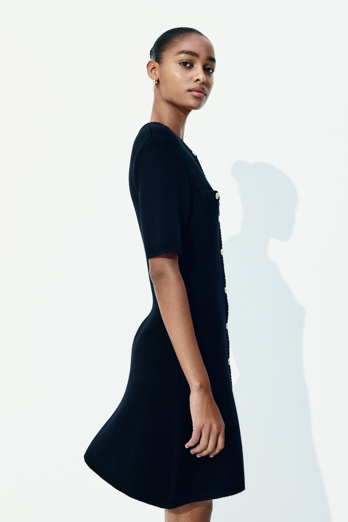 KNIT BUTTON DRESS