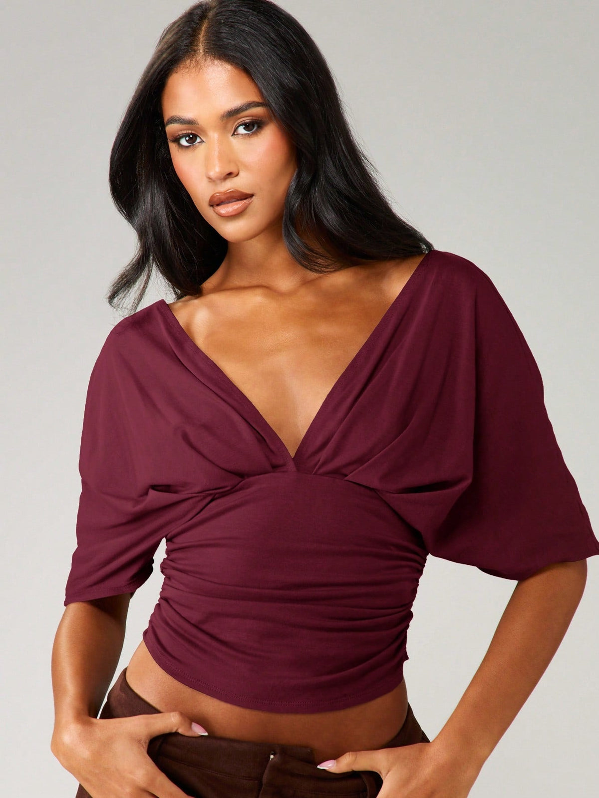 Elegant Off-Shoulder Twisted Wrap Top