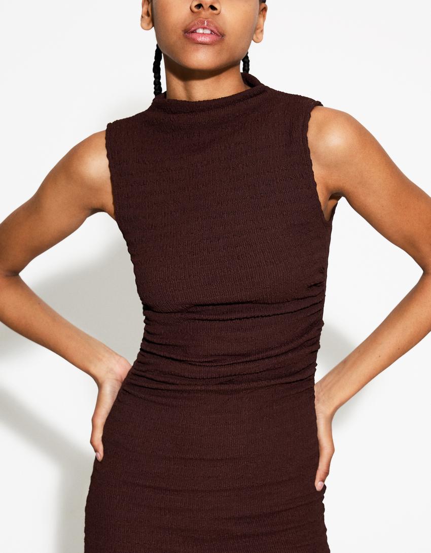 TEXTURED MIDI DRESS