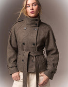 Funnel-Neck Trench Coat - Mink