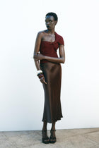 SATIN MIDI SKIRT