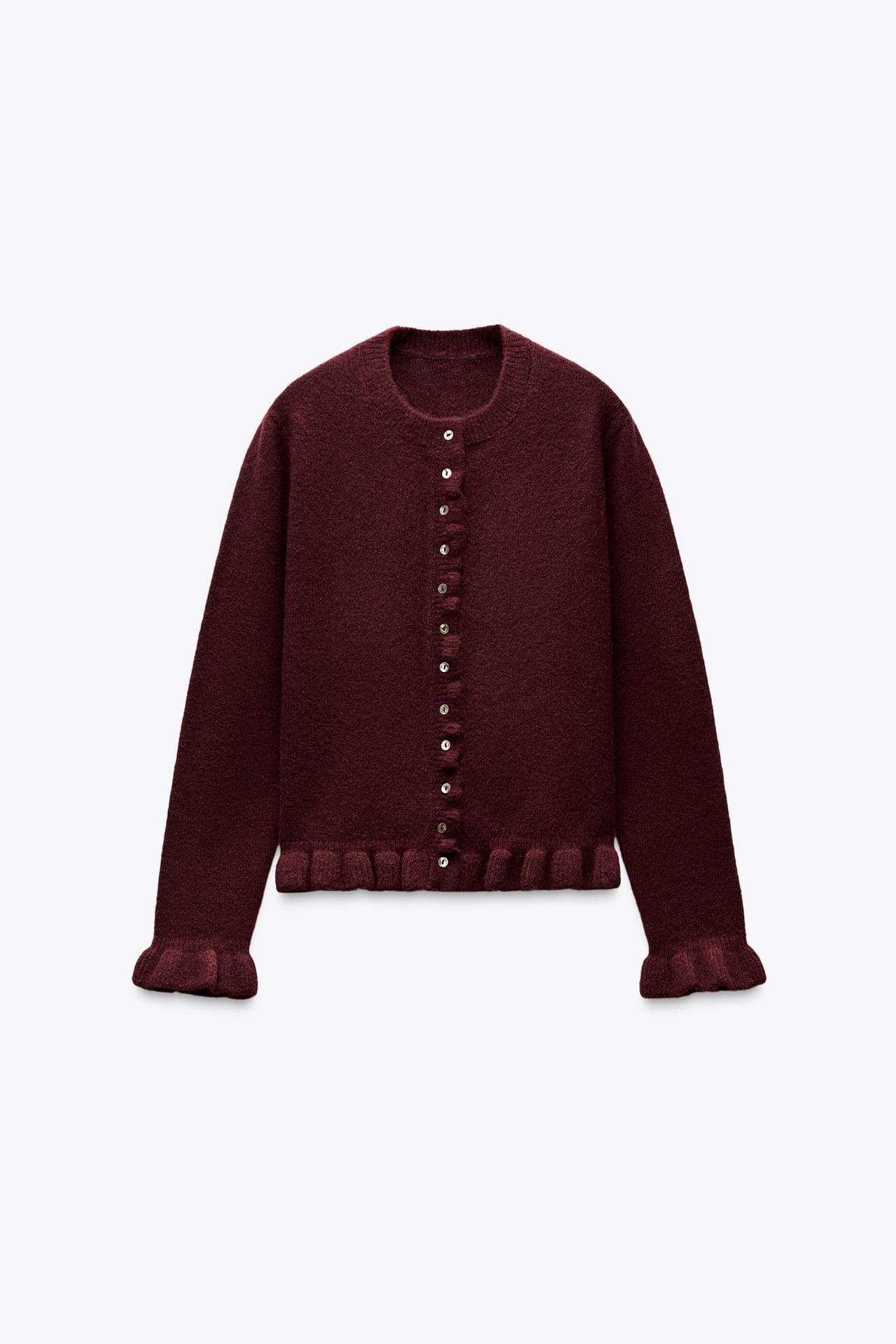 RUFFLED KNIT CARDIGAN