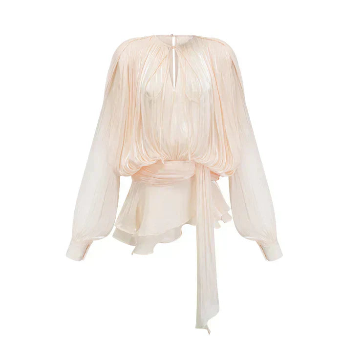 PLEATED RUFFLE MINI DRESS