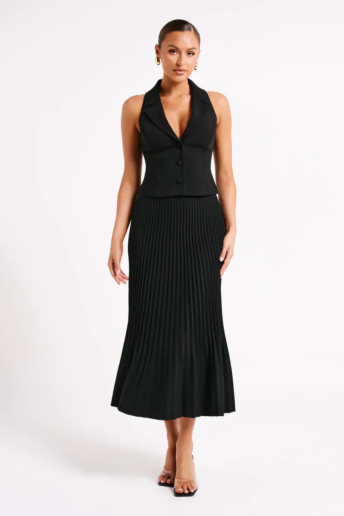 PLEATED MIDI SKIRT