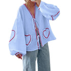 VELMIRA | HEART PLAID RUFFLED BLOUSE